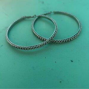Silver chain hoop earrings